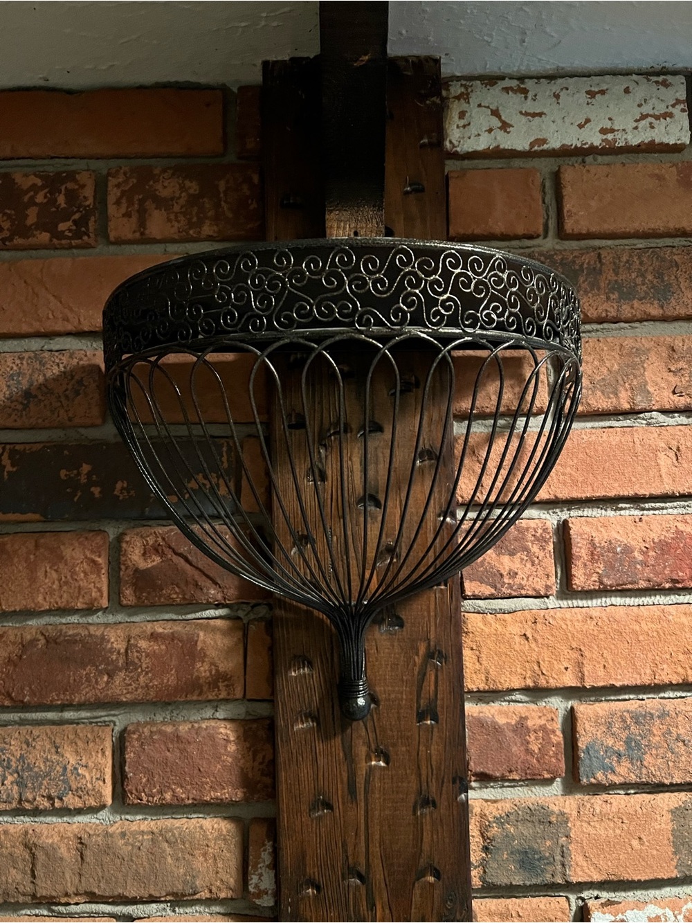 Southern Living At Home Black Metal half round Wall Basket Shelf Sconce